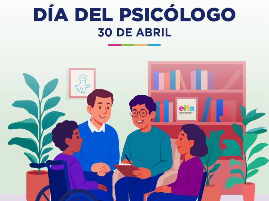 Un conjunto de personas está reunida en un consultorio. Uno de los portarretratos contiene el logo de EITA.