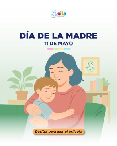 Ilustración de una madre abrazando a su hijo varón.
