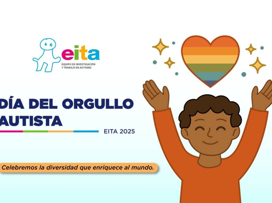 Imagen conmemorativa de un niño que levanta un corazón arcoiris.