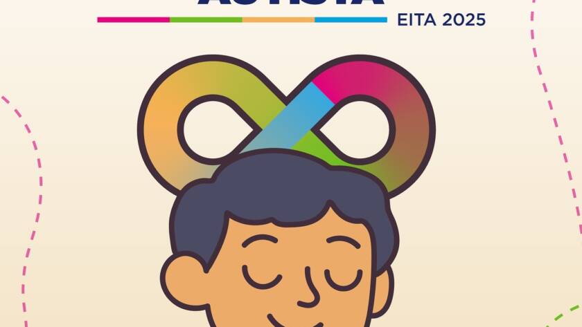 Panel para el día del orgullo autista con un chico que se abraza