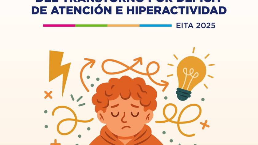 Un joven cierra los ojos mientras ve múltiples líneas curvas y un foco encendido en su mente