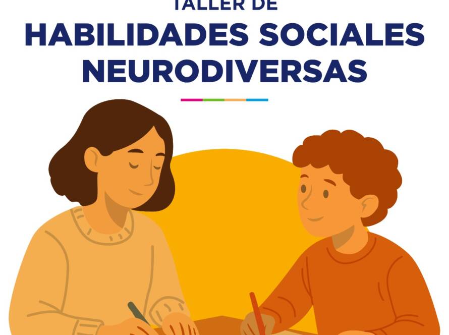 Imagen de una profesora dibujando junto con un joven. Arriba, está el título