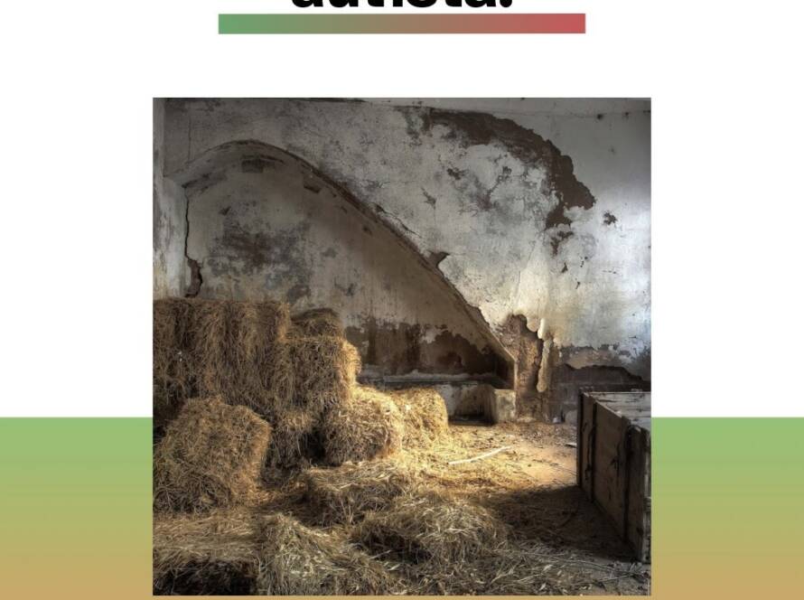 Póster de la navidad, con un establo.