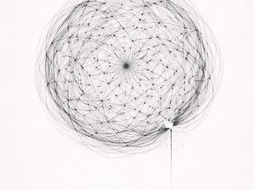 Imagen abstracta que muestra muchas conexiones en círculos concéntricos